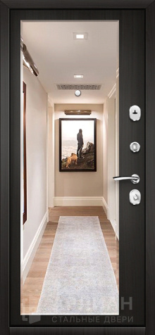 Фото №2 «Коричневая входная дверь для новостройки с размером зеркала в человеческий рост №15»